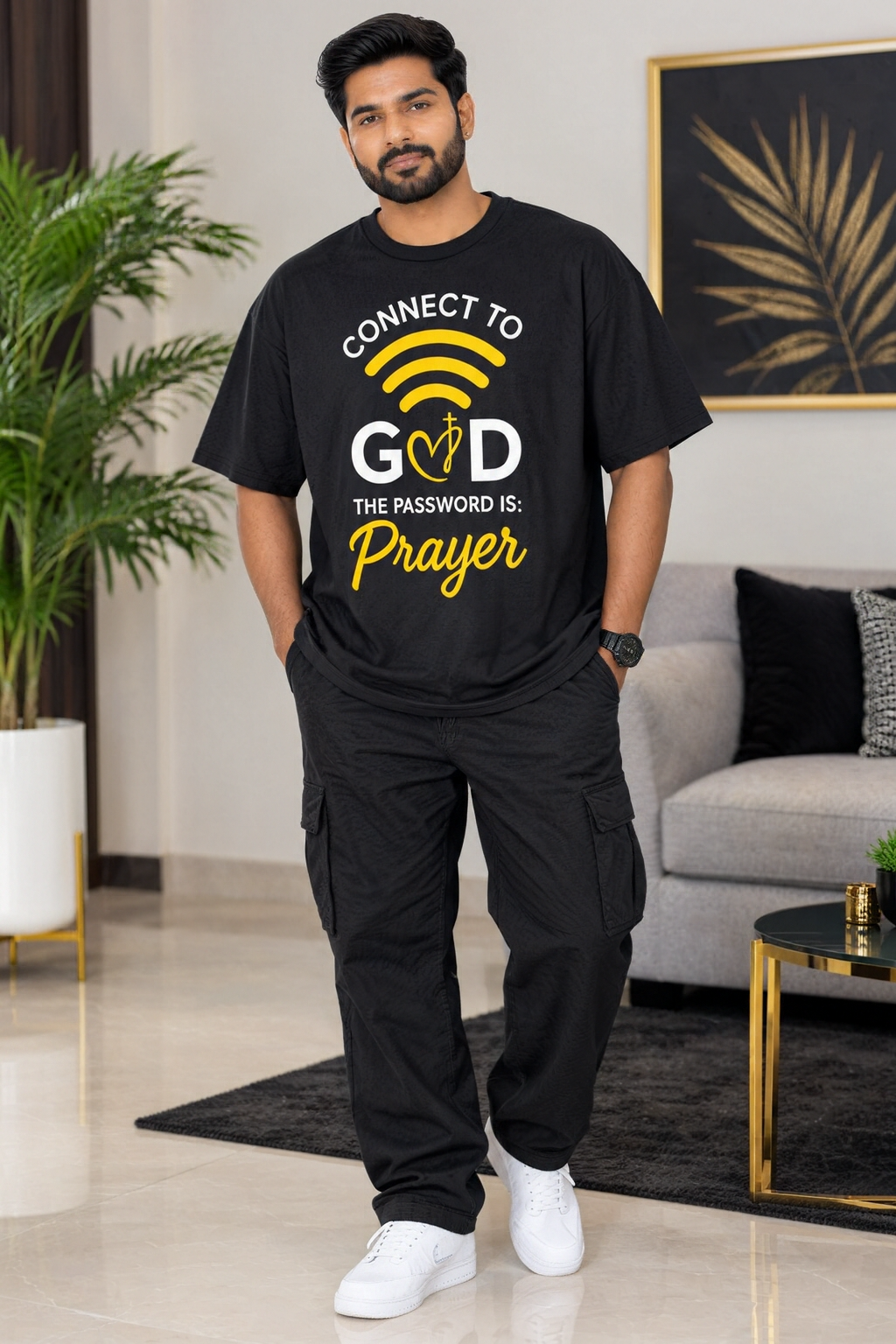 Connect to God Men Top (yellow wording)